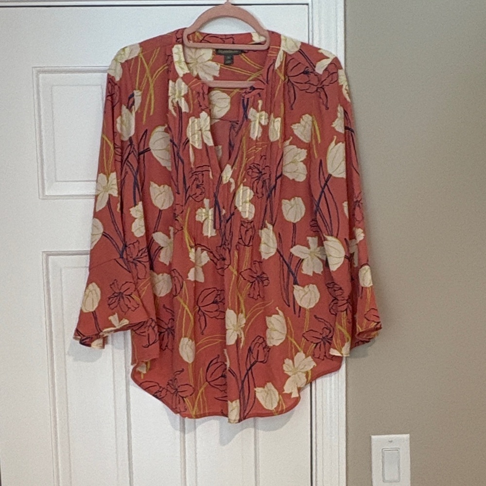 Style & Co. Rust Floral Blouse